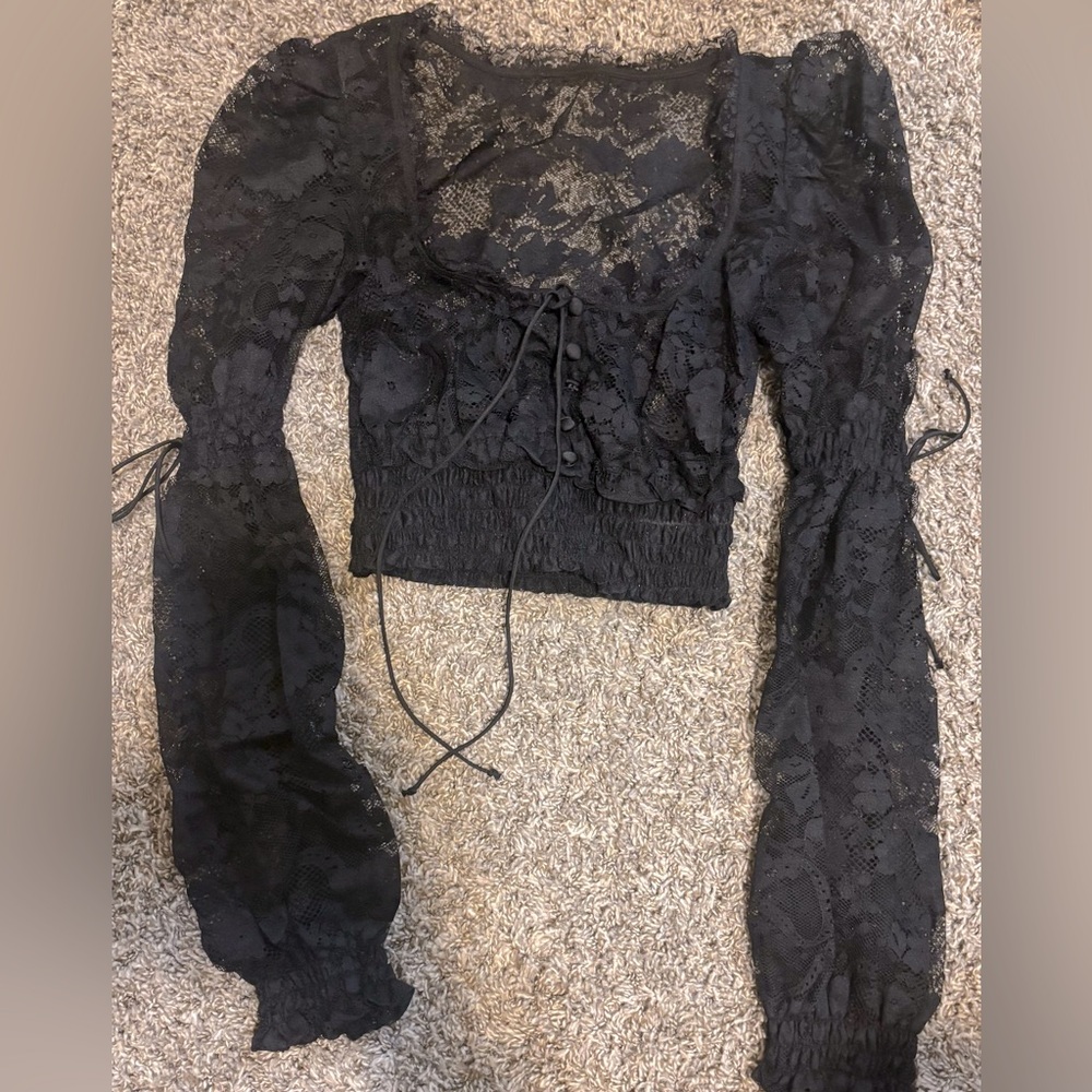 Victoria's Secret Black Lace Crop Top